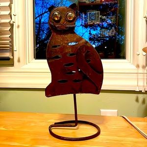 Rustic 12.5” Cat Candleholder
